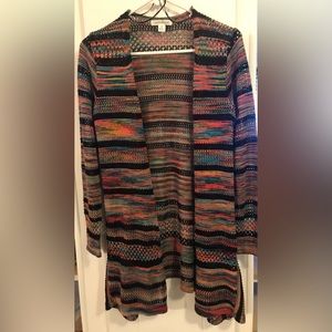 John Paul Richard Size Small Black/Multi Colored Open Cardi Sweater